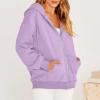 Womens Zip Up Hoodies Oversized Long Sleeve Sweatshirts Blank Casual Y2K Hoodie 2024 Fall Jacket Sweater with Pockets Light Purple Medium view 2