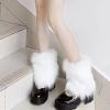 Altsuceser Women's Leg Warmers, Fashion Faux Fur Fuzzy Leg Warmer, Long Boots Shoes Cuff Cover White 2 One Size view 2