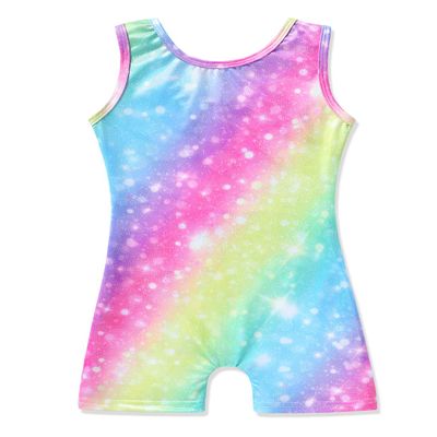 HOZIY Gymnastics Leotards for Girls 10-12 11 Year Old Kids Dance Clothing Rainbow Stripes Colorful Glitter Shiny Tumbling Outfits Sparkle