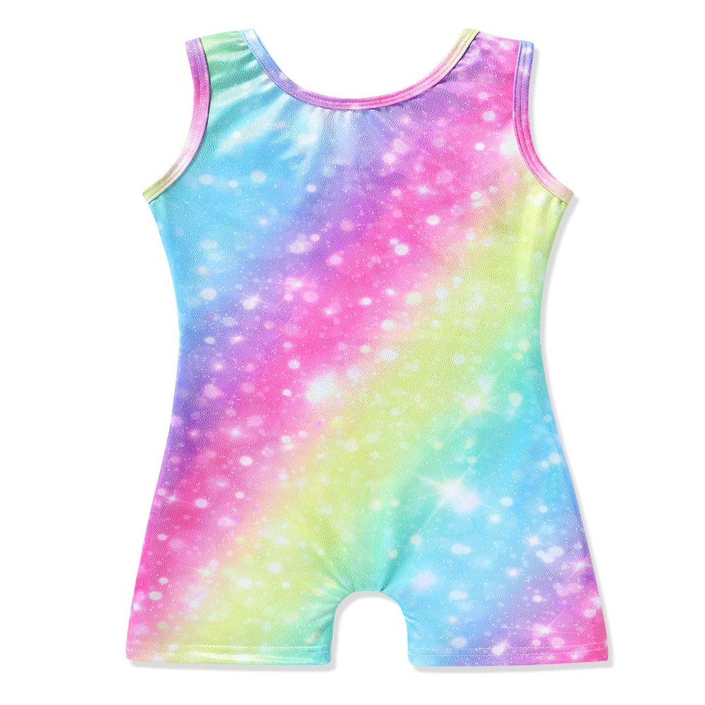HOZIY Gymnastics Leotards for Girls 10-12 11 Year Old Kids Dance Clothing Rainbow Stripes Colorful Glitter Shiny Tumbling Outfits Sparkle