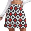TVCATYE Playing Cards Pattern Short Skirt Athletic Skorts Woman Golf Skirts Mini Shorts Breathable High Waist Workout Sport Skort Black view 1