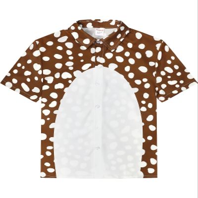Boy's Christmas Reindeer Shirt Elk Animal Print Kids Girls Novelty Button Down Short Sleeve Outfit, Deer, Small