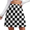 TVCATYE Chess Checkerboard Short Skirt Athletic Skorts Women Golf Skirts Mini Skirt Breathable High Waist Workout Sports Skort White view 1
