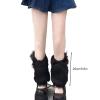 Altsuceser Women's Leg Warmers, Fashion Faux Fur Fuzzy Leg Warmer, Long Boots Shoes Cuff Cover Black 2 One Size view 3