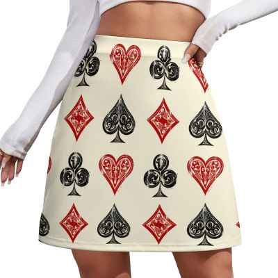 Vintage Playing Cards Short Skirt Athletic Skorts Women Golf Skirts Pickleball Skort Breathable High Waist Workout Sports Skort Beige