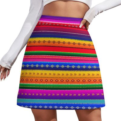 TVCATYE Mexican Stripes Color Short Skirt Athletic Skorts Woman Golf Skirts Mini Shorts Breathable High Waist Workout Exercise Skort Red