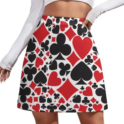 TVCATYE Poker Card Print Short Skirt Athletic Skorts Womans Golf Skirts Pickleball Skort Breathable High Waist Workout Sports Skort Red