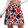 TVCATYE Poker Card Print Short Skirt Athletic Skorts Womans Golf Skirts Pickleball Skort Breathable High Waist Workout Sports Skort Red view 1
