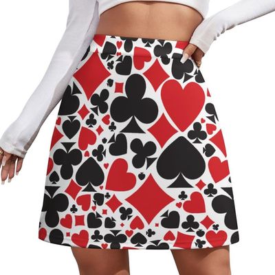 TVCATYE Poker Card Print Short Skirt Athletic Skorts Women Golf Skirts Pickleball Skort Breathable High Waist Workout Sport Skort Red