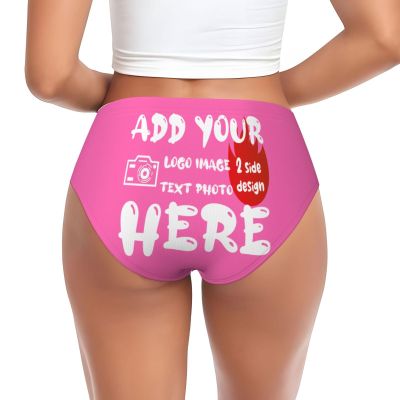Custom Panties for Women - Add Your Text/Image, Personalized Sexy Funny Underwear with Photo, Custom Gifts for Lover Mom Birthday - Small Pink
