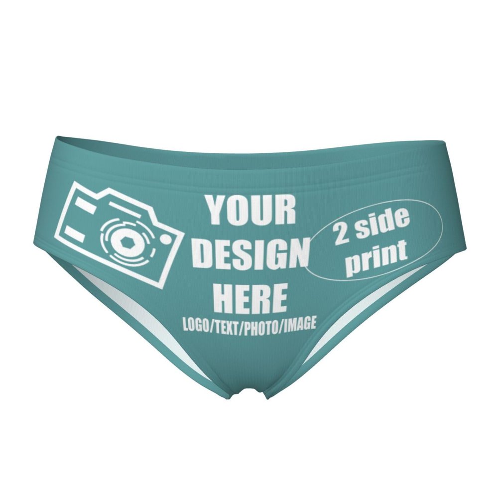 Custom Panties Customize Your Text Custom Briefs with Photo Personalized Sexy Funny Briefs for women Customized Gifts for Mom Wife Anniversaries 3X-Large Cyan
