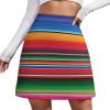 TVCATYE Mexican Stripes Print Short Skirt Athletic Skorts Woman Golf Skirts Mini Skirt Breathable High Waist Workout Sport Skort Green view 1