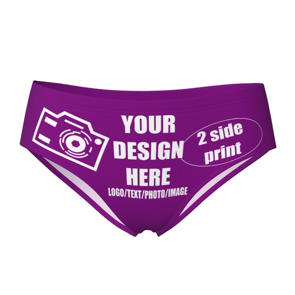 Custom Panties Add Your Text/Photo Personalized Panties with Photo Customized Sexy Funny Panties for women Custom Gift for Wife Mother's Day X-Large Purple