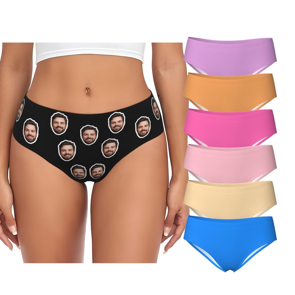 Custom Panties with Face Add Photos and Text for You Personalized Underwear with Photo Custom Sexy Funny Underwear for women Customization Gifts for Lover Wife Valentine Day 3X-Large