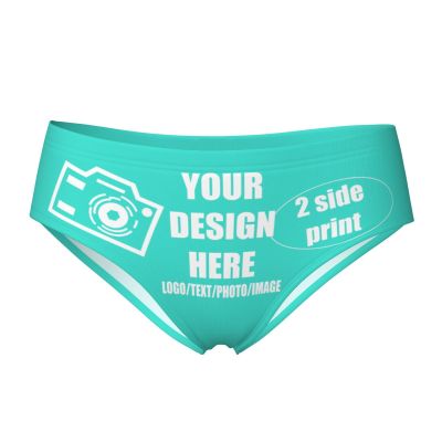 Custom Panties Add Your Text/Photo Customized Panties Underwear with Photo Personalized Sexy Funny Panties Underwear for women Design Gift for Mom Wife Valentine Day Large Cyan