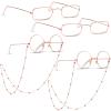 Fiada 6 PCS Old Man Glasses Costume Set 2 Round Eyeglasses 2 Square Glasses 2 Beaded Chain for Christmas Cosplay(Rose Gold) view 1
