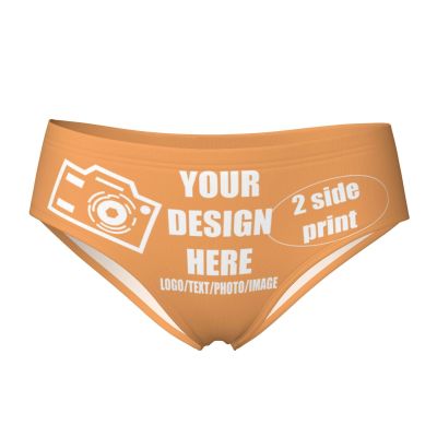 Custom Panties Customize Your Photo Personalized Briefs with Photo Customized Sexy Funny Briefs for women Customization Gifts for Lover Wife Anniversaries 3X-Large Orange