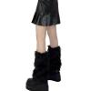Altsuceser Women's Leg Warmers, Fashion Faux Fur Fuzzy Leg Warmer, Long Boots Shoes Cuff Cover Black1 One Size view 1
