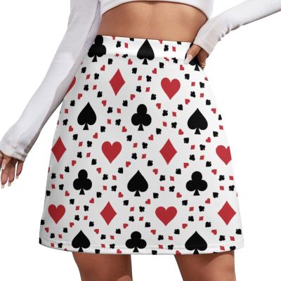 TVCATYE Playing Cards Short Skirt Athletic Skorts Women Golf Skirts Tennis Skirts Breathable High Waist Workout Activewear Skort White