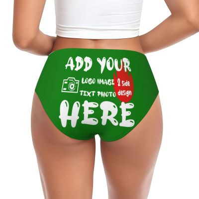 Custom Panties for women Add Photos and Text for You Customized Sexy Funny Panties Underwear Custom Panties Underwear with Photo Customize Gifts for Lover Mom Valentine Day 4X-Large Green