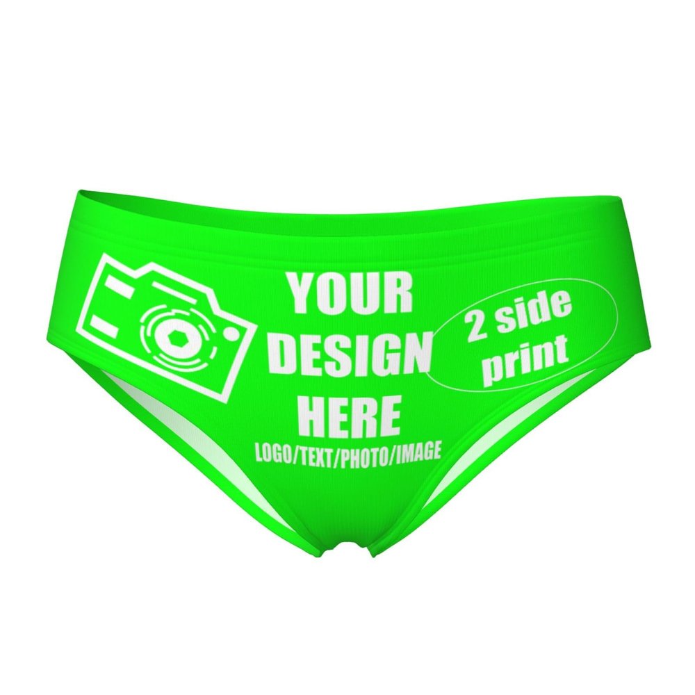 Custom Panties Text for Customization Custom Panties with Photo Personalized Sexy Funny Panties for women Design Gift for Lover Wife Birthday XX-Large Green
