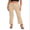 EXCHIC Women's Business Straight Leg Dress Pants Elastic Waist Zipper Closure Work Trousers with Pockets(Khaki, Small) view 1