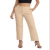 EXCHIC Women's Business Straight Leg Dress Pants Elastic Waist Zipper Closure Work Trousers with Pockets(Khaki, Small) view 2