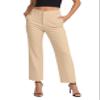 EXCHIC Women's Business Straight Leg Dress Pants Elastic Waist Zipper Closure Work Trousers with Pockets(Khaki, Small) view 3