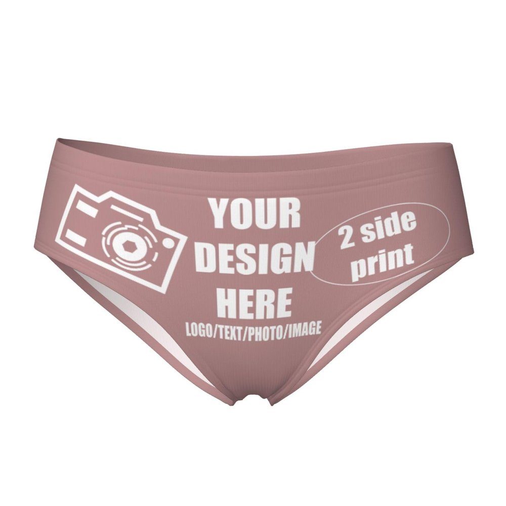 Custom Panties Images or Text for Customization Personalized Briefs Underwear with Photo Custom Sexy Funny Panties for women Customization Gift for Lover Wife Valentine Day Large Brown