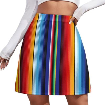 TVCATYE Mexican Stripe Orange Short Skirt Athletic Skorts Womans Golf Skirts Mini Skirt Breathable High Waist Workout Sports Skort
