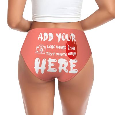 Custom Panties for women Design Your Text Custom Sexy Funny Briefs Underwear Personalized Panties Underwear with Photo Customized Gift for Mom Wife Birthday XX-Large OrangeRed