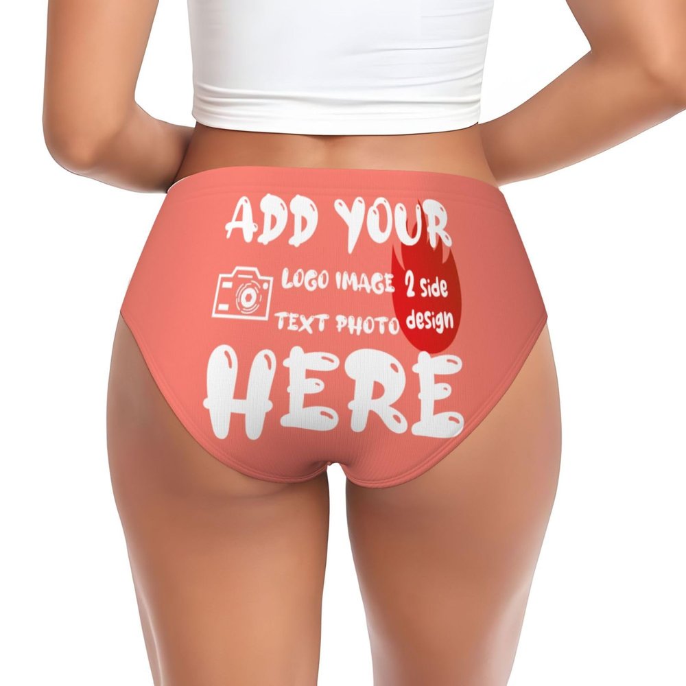 Custom Panties for women Design Your Text Custom Sexy Funny Briefs Underwear Personalized Panties Underwear with Photo Customized Gift for Mom Wife Birthday XX-Large OrangeRed