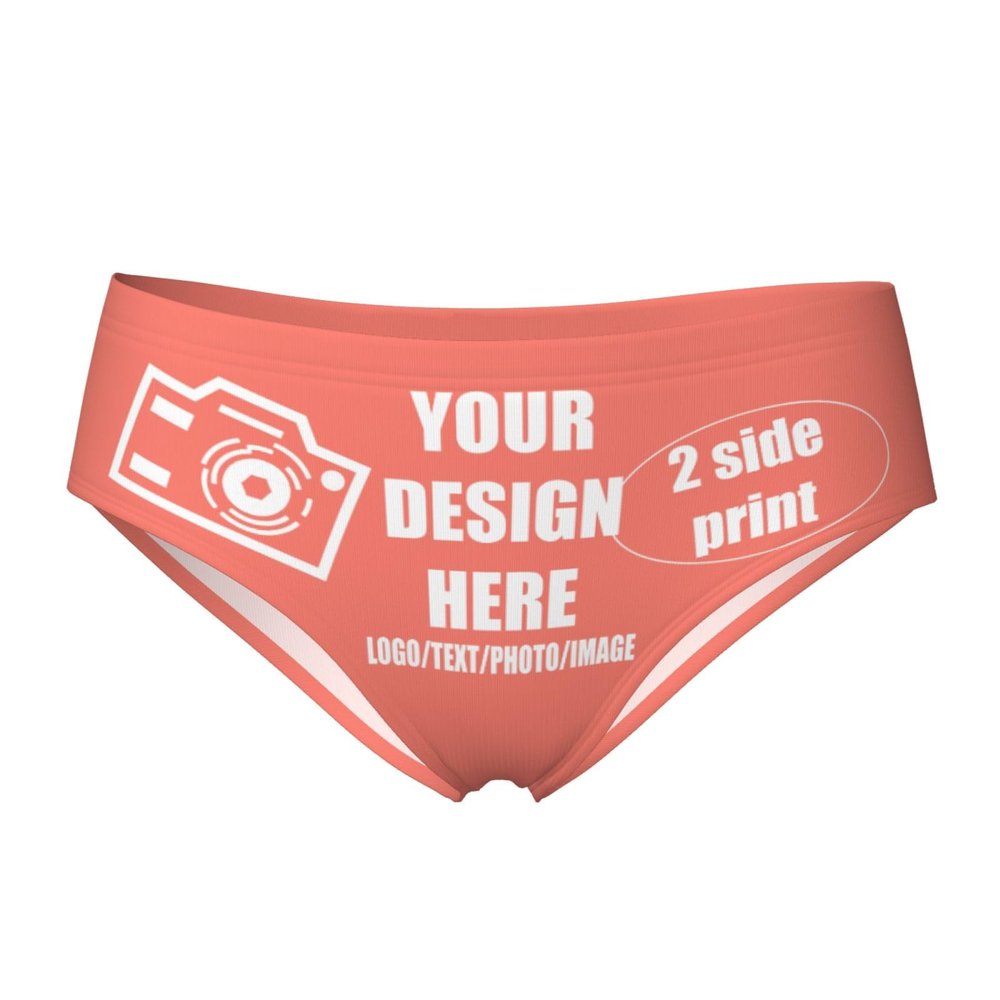 Custom Panties Add Your Text/Photo Customized Briefs Underwear with Photo Personalized Sexy Funny Briefs Underwear for women Personalized Gift for Mom Wife Valentine Day 4X-Large OrangeRed
