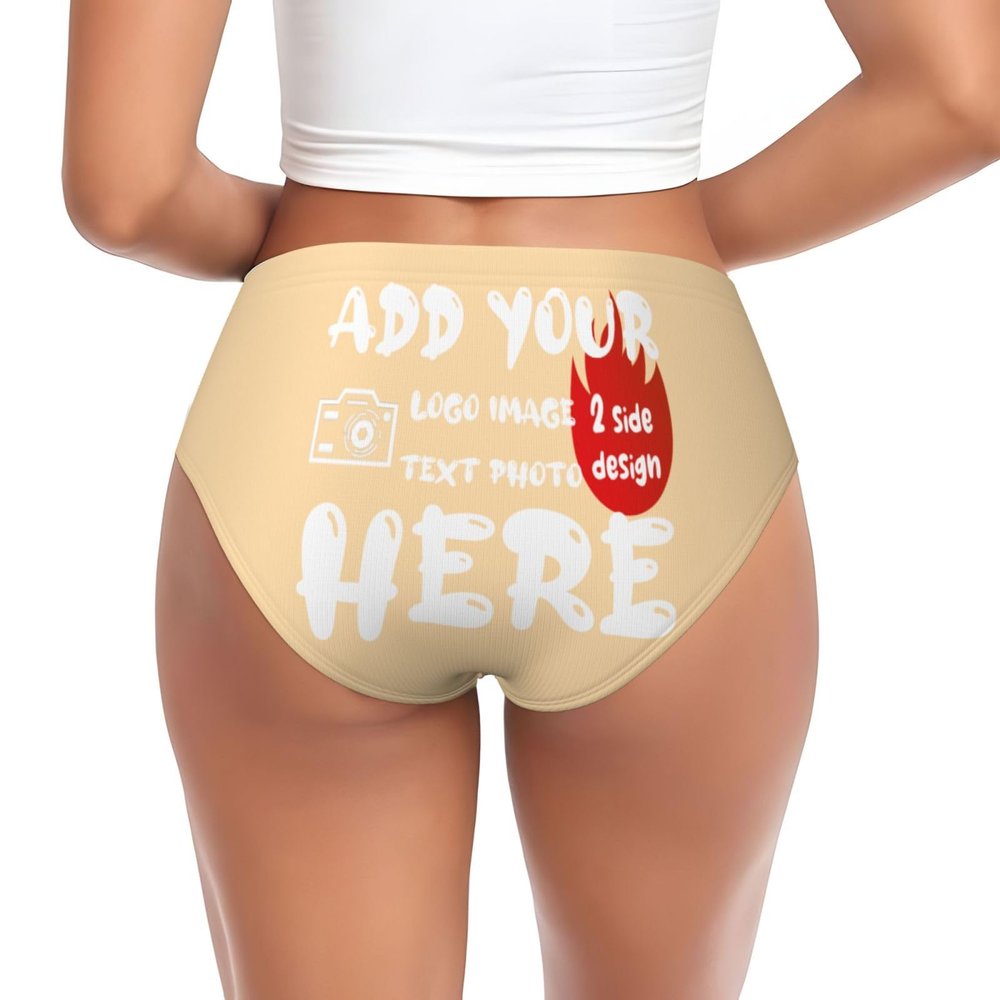 Custom Panties for women Design Your Text Custom Sexy Funny Underwear Customized Briefs with Photo Personalized Gift for Lover Wife Valentine Day Large Yellow