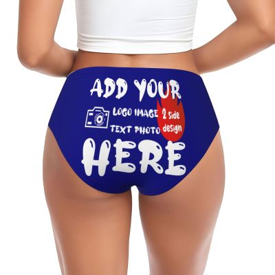 Custom Panties for women Put Your Photo On It Custom Sexy Funny Underwear Customized Briefs with Photo Customize Gift for Lover Mom Anniversaries 3X-Large Blue