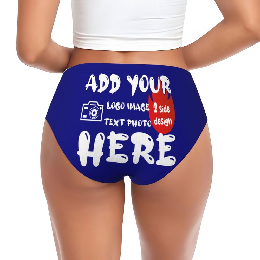 Custom Panties for women Put Your Photo On It Custom Sexy Funny Underwear Customized Briefs with Photo Customize Gift for Lover Mom Anniversaries 3X-Large Blue