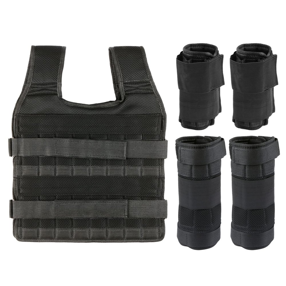 HXBER Exercise Weight Set, Max Loading 15kg/35kg Adjustable Vest Weight Exercise Weight Loading Cloth Strength Training with 6kg Leg Weight 5kg Arm Weight (Empty)