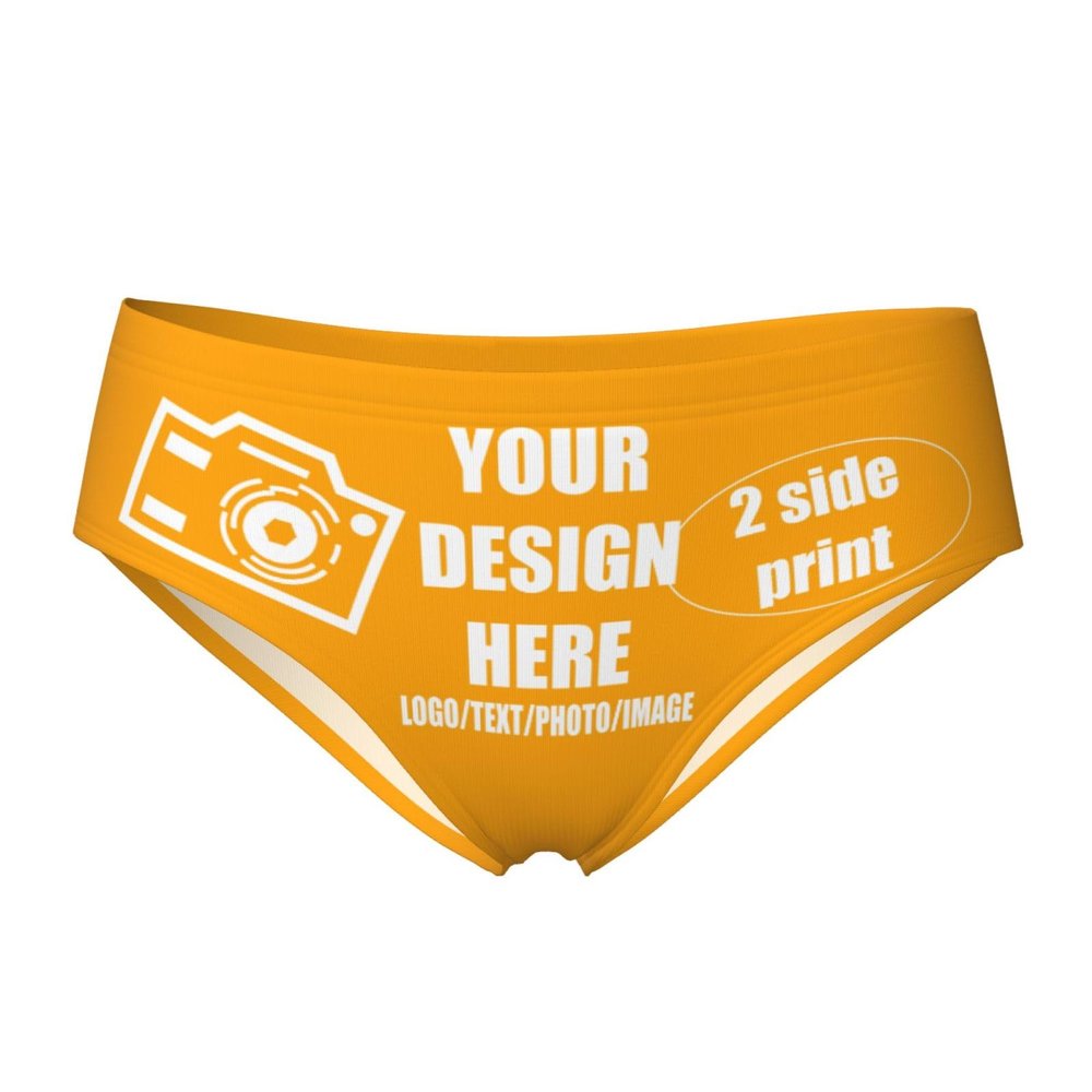 Custom Panties Put Your Photo On It Personalized Briefs with Photo Customized Sexy Funny Briefs for women Custom Gifts for Mom Wife Valentine Day Large Yellow