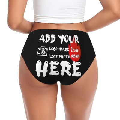Custom Panties for women Design Your Own Image Text Customized Sexy Funny Briefs Personalized Briefs with Photo Design Gifts for Lover Wife Anniversaries Medium Black