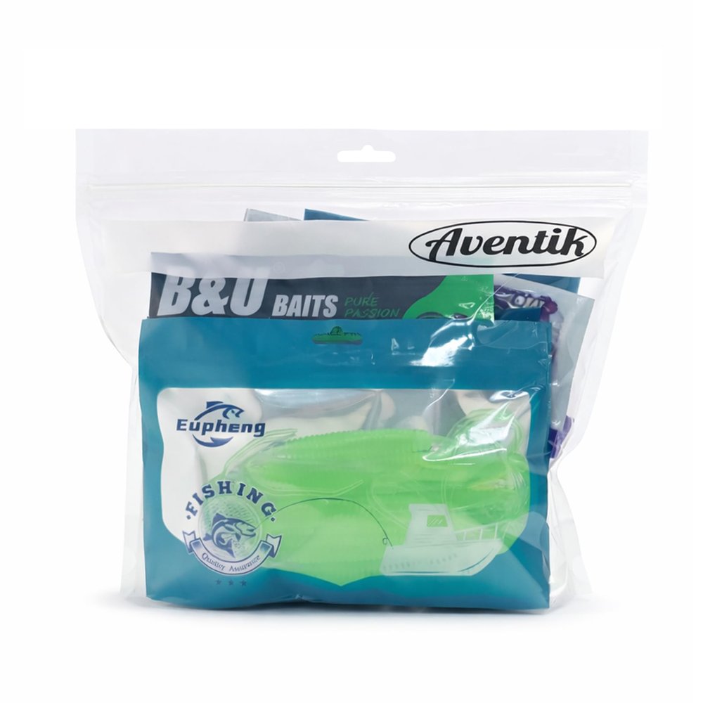 Aventik Fishing Bait Storage Bags -(10/20PACK) Durable Clear Organizer for Soft Plastic Baits, Lures, Tackle & Fishing Gear - Waterproof and Reusable Size 11.18 X 9.45(20pcs)