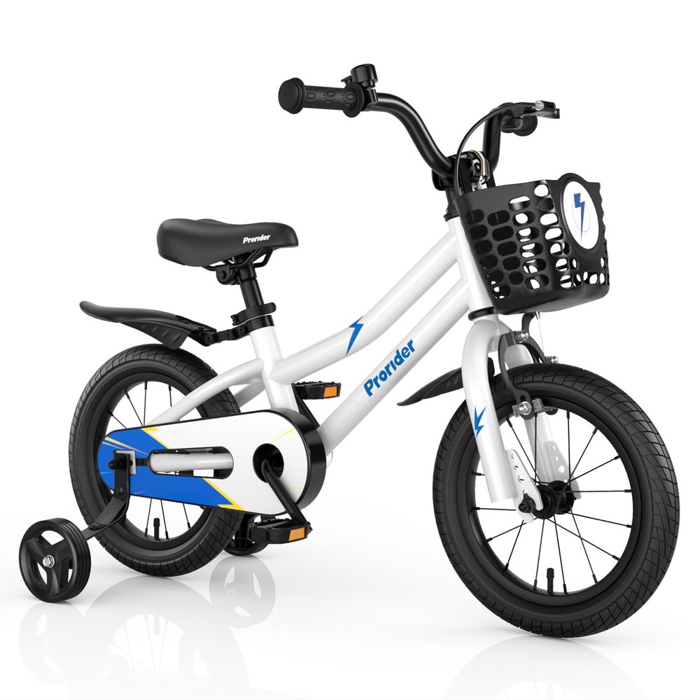 BABY JOY Kids Bike, 14 Inch Children Bikes for Boys Girls Age 3-5 Years w/Training Wheels, Handbrake, Coaster Brake & Removable Basket, Kids Bicycle of Multiple Colors