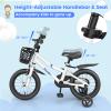 BABY JOY Kids Bike, 14 Inch Children Bikes for Boys Girls Age 3-5 Years w/Training Wheels, Handbrake, Coaster Brake & Removable Basket, Kids Bicycle of Multiple Colors view 2