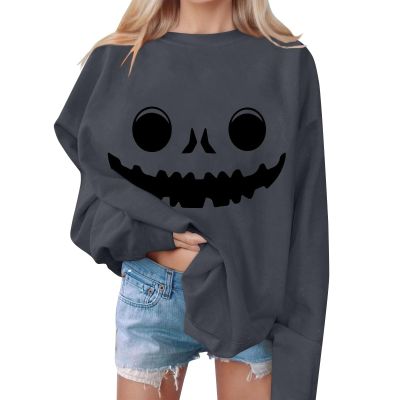 GOKKILRW Womens Pumpkin Sweatshirts 2024 Halloween Shirts Petite Long Sleeve Crewneck Casual Pullover Tops Cute Sweat Shirt Orange Sweatshirt Going Out Track Shirts
