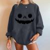 GOKKILRW Womens Pumpkin Sweatshirts 2024 Halloween Shirts Petite Long Sleeve Crewneck Casual Pullover Tops Cute Sweat Shirt Orange Sweatshirt Going Out Track Shirts view 3