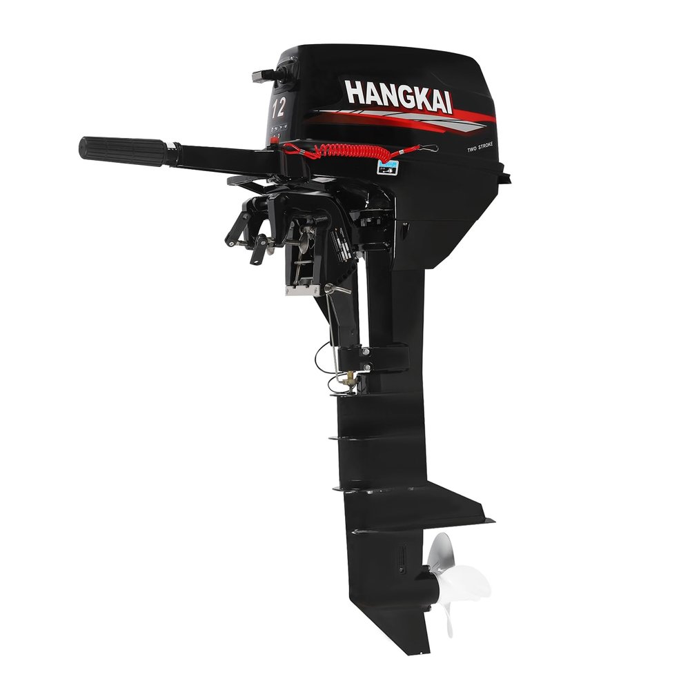 2-Stroke Outboard Motor, 12HP 169CC 8.8KW Fishing Boat Engine Long Shaft Boats Motor Water Cooled Tiller Control CDI System for Small Ships, Fishery, Aquaculture, Outdoor Exploration