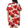 Red Poppy Flower Print 2 Pack Womens Pajama Sets Short Sleeve Top With Shorts S-Xxl view 3
