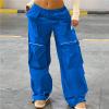 Akklian Baggy Parachute Pants for Women Drawstring Elastic Low Waist Ruched Y2K Cargo Pants Jogger Streetwear Multi-Pockets view 2