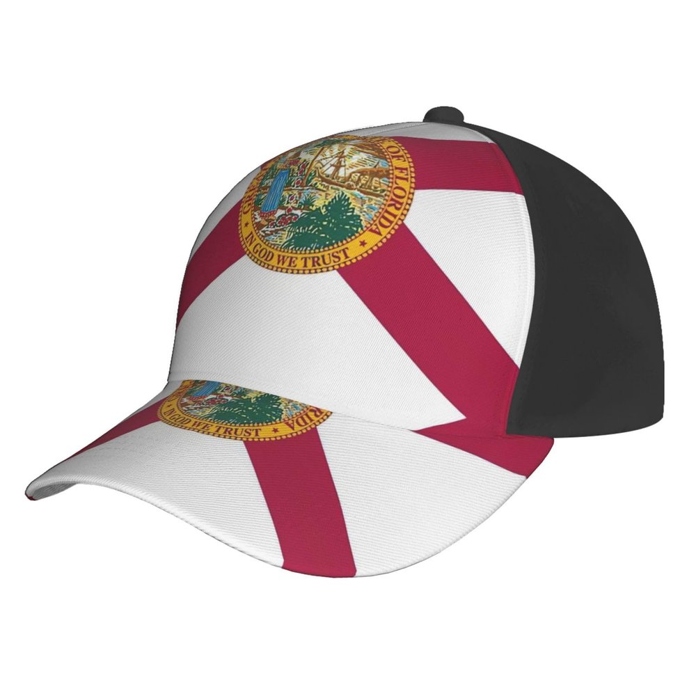 YQxwJL Florida State Flag Print Women Hat Baseball Cap Adjustable Baseball Cap Unisex Quick Drying Trucker Hats Black