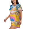 MINDBBDFJ Colorful Tie Dye Print 2 Pack Womens Pajama Sets Short Sleeve Top With Shorts S-Xxl Black view 2