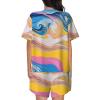 MINDBBDFJ Colorful Tie Dye Print 2 Pack Womens Pajama Sets Short Sleeve Top With Shorts S-Xxl Black view 3